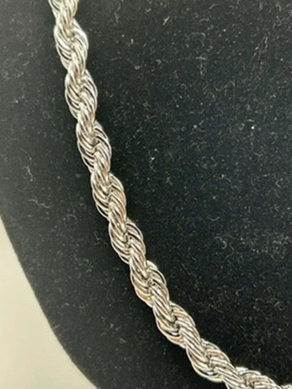 6mm Real Silver Rope Chain Stainless Steel Plated Solid Waterproof Mens 24 Inch